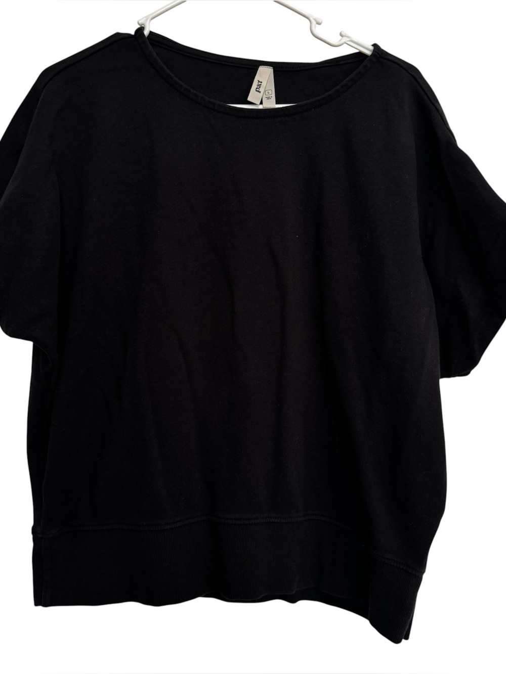 Pact Women’s Organic Cotton Airplane Sweatshirt Tee Black Size L  Short Sleeve